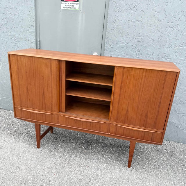 Vintage Mid Century Modern Scandinavian Teak Credenza For Sale - Image 4 of 12