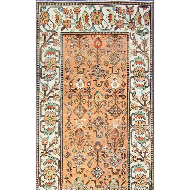 Measures: 3'7 x 11'2. Antique Persian Bakhtiari Runner with Lattice Design in Peach and Ivory Tones. Keivan Woven Arts /...