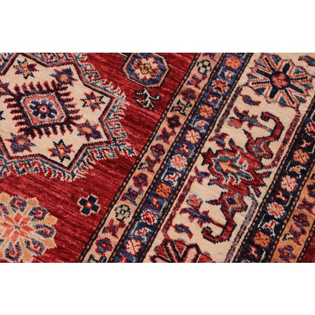 Textile Southwestern Super Kazak Red/Beige Wool Rug - 5'9'' X 7'9'' For Sale - Image 7 of 8
