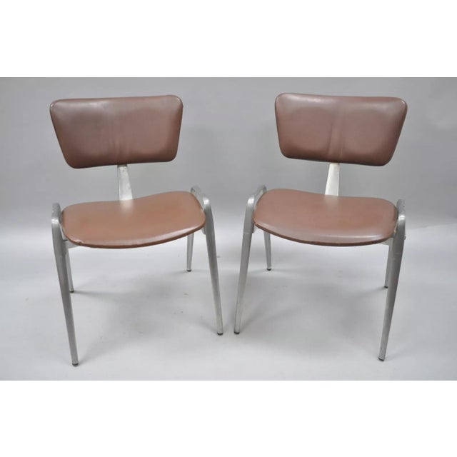 Mid Century Modern Cast Aluminum Stacking Side Chairs by Crucible - a Pair For Sale - Image 11 of 12