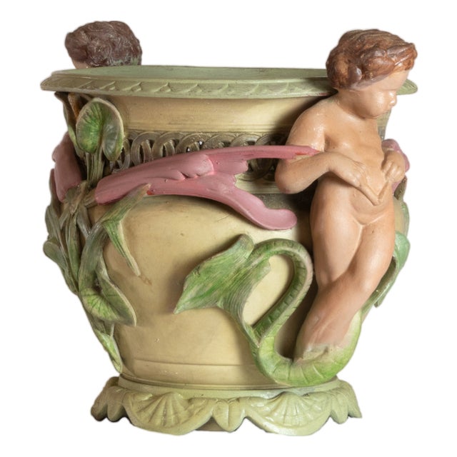 Art Nouveau Planter with Cherubs and Foliage, 20th Century For Sale