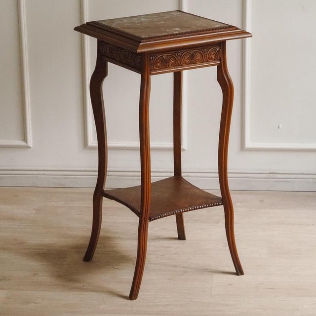 Tall Side Table with Marble Top For Sale - Image 4 of 12