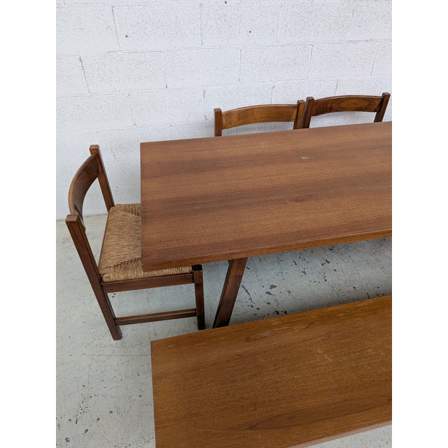 Wood Walnut Torbecchia Dining Table and Chairs by Giovanni Michelucci for Poltronova, 1960s, Set of 6 For Sale - Image 7 of 11
