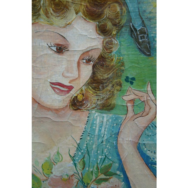 Mid 20th Century Vintage French Colonial Court Garden Party Scene Oil Paintings on Board, Framed - Set of 3 For Sale - Image 6 of 12