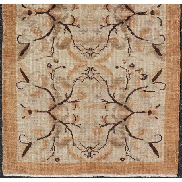 Keivan Woven Arts, Tu-Ugu-136097, Vintage Turkish Oushak Rug - 3′3″ × 6′3″. This vintage Oushak rug from 1940s Turkey...