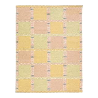 Modern Scandinavian Room Size Handmade Geometric Multicolor Wool Rug For Sale