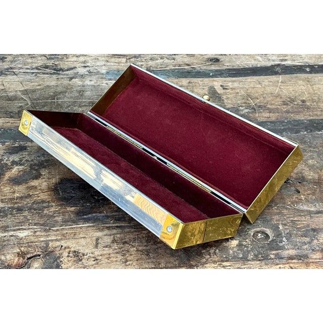 Late 20th Century Vintage Checkerboard Brass Box For Sale - Image 5 of 12