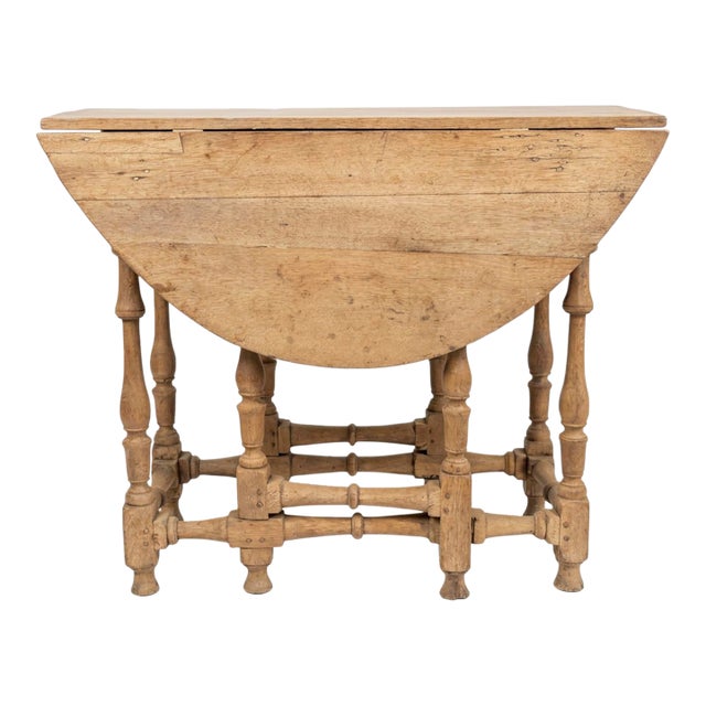 English Gateleg Drop Side Table in Bleached Oak For Sale