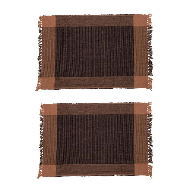 Two-Tone Placemats Black & Coffee - A Pair For Sale - Image 4 of 4