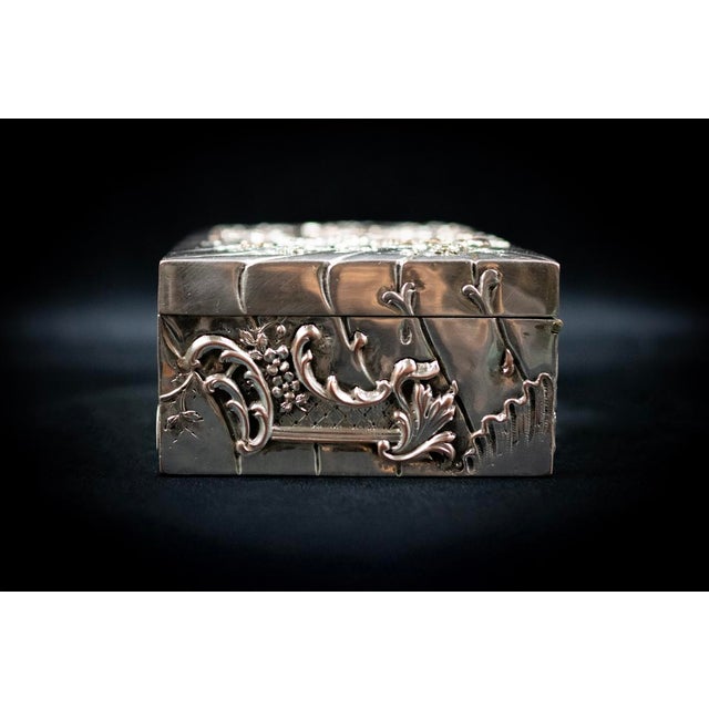 Rectangular Box in Repoussé Silver-Plated Metal by Victor Saglier, 1860 For Sale - Image 10 of 13