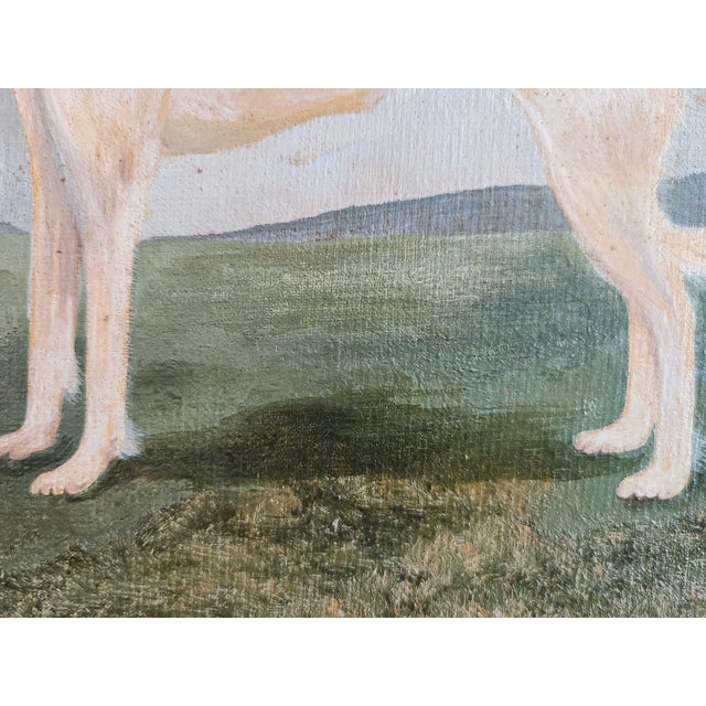 Paper Antique 19th Century Oil Painting Portrait of a Saluki Dog For Sale - Image 7 of 17