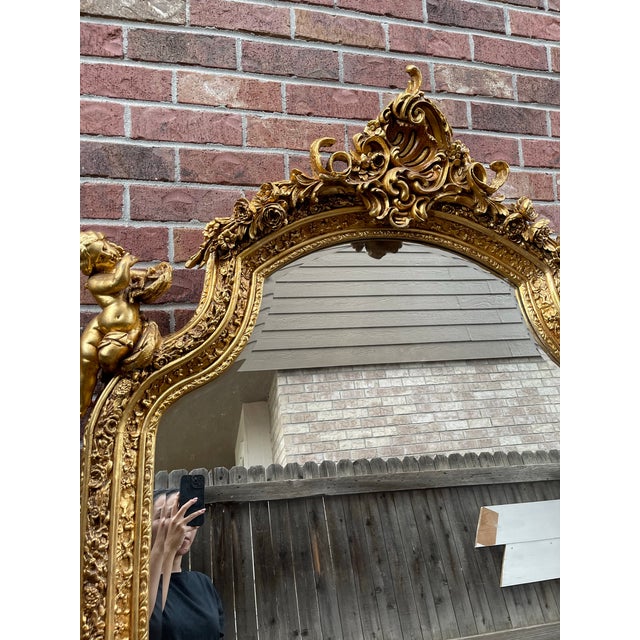 Gorgeous Monumental Louis XV Style Gilt Floor Mirror For Sale In Denver - Image 6 of 12