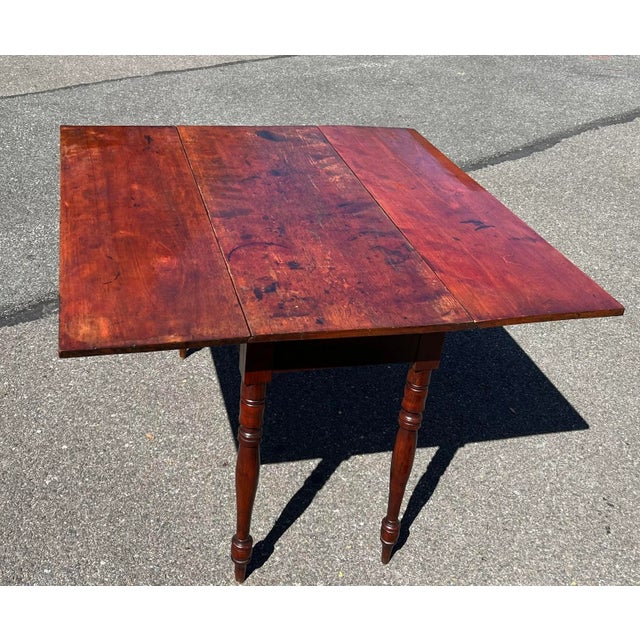 19th Century American Cherrywood Drop-Leaf Table For Sale - Image 10 of 11