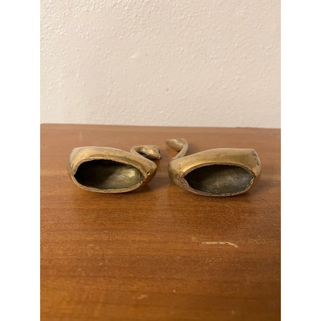 1950s Mid Century Vintage Brass Swan- a Pair For Sale - Image 5 of 9