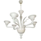 1970s Attributed to Venini White Murano Glass Chandelier For Sale
