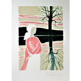 André Brasilier, Femme en Rose Avec un Arbre For Sale