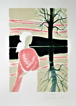 André Brasilier, Femme en Rose Avec un Arbre