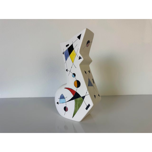 White Vintage Joan Miró Style Ceramar Spain Hand-Painted Abstract Ceramic Vase/ Sold For Sale - Image 8 of 12
