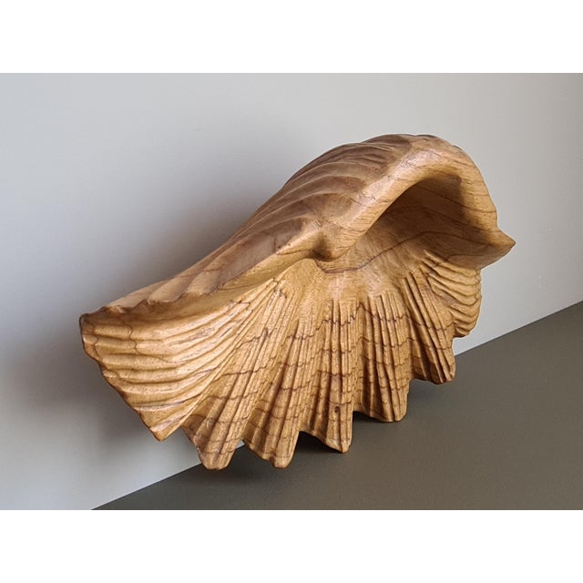 Vintage Handmade Carved Wooden Seashell Bowl, 1960s For Sale - Image 13 of 13
