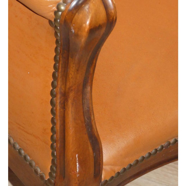 Brown Chippendale Chesterfield Armchair in Caramel Leather, 1960s For Sale - Image 8 of 13