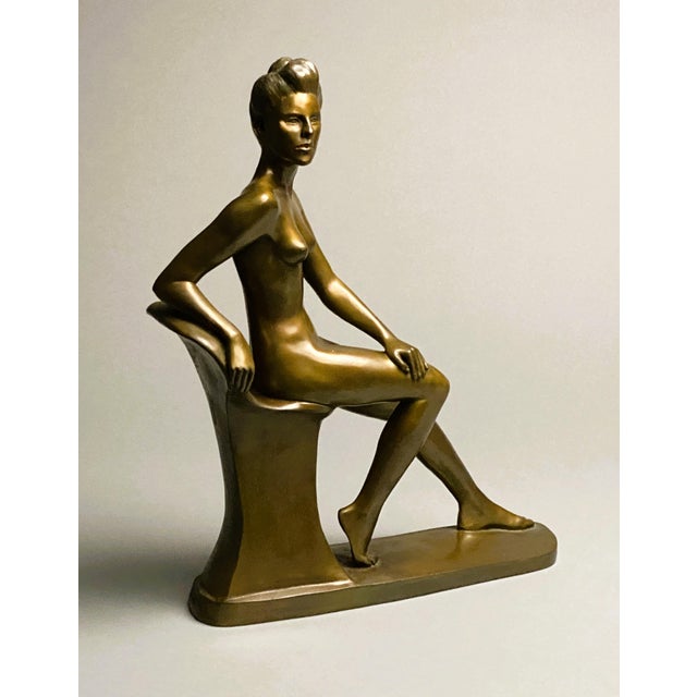 Late 20th Century Bronze Sculpture "Daydreaming" For Sale - Image 4 of 7