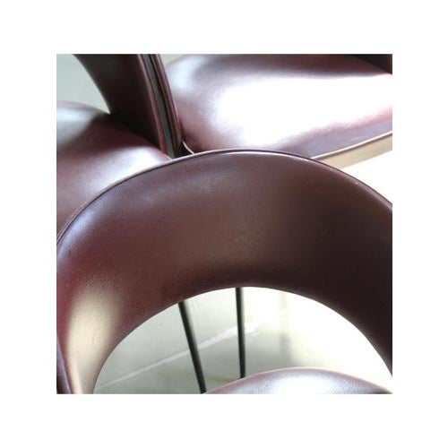 Metal Burgundy Armchairs, 1950s, Set of 4 For Sale - Image 7 of 12