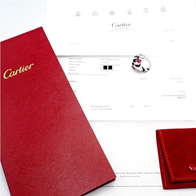 Metal Cartier Beautés Du Monde White Gold Diamond Rubellite Onyx Ring, Size 6 For Sale - Image 7 of 12