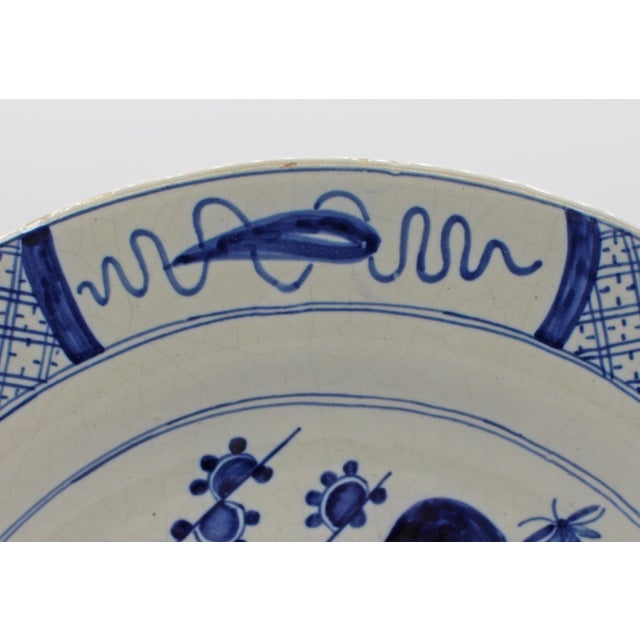 Victorian Early 20th Century Dutch Delft Blue and White Bird Charger For Sale - Image 3 of 5