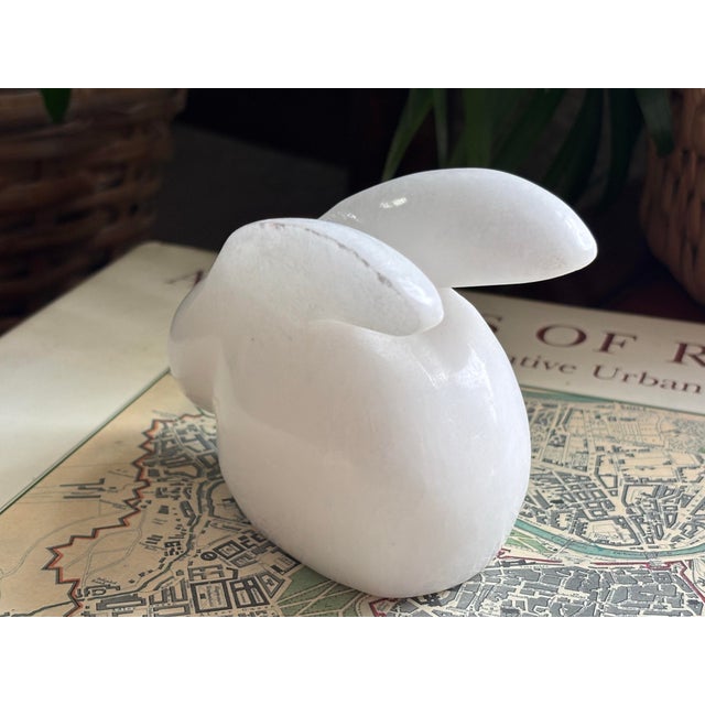 Late 20th Century Late 20th Century Modern White Carved Stone Bunny Rabbit Figurine For Sale - Image 5 of 8