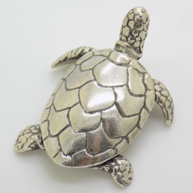 Vintage Italian Handmade Genuine Silver Sea Turtle Caretta Caretta Figurine, 1980s For Sale - Image 13 of 13