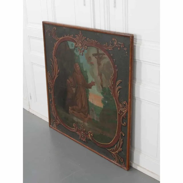 French 19th Century Framed Painting of St. Francis of Assisi For Sale In Baton Rouge - Image 6 of 9
