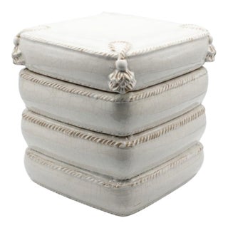 Whimsical Italian Ceramic Stacked Pillow Side Table For Sale