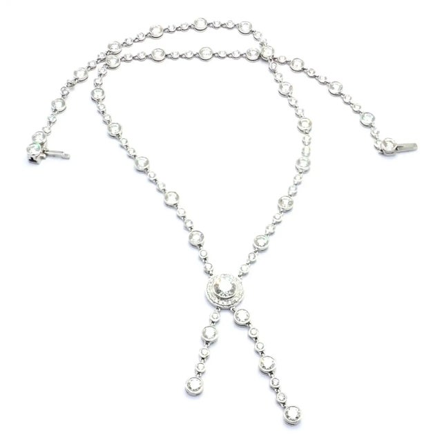 Mid 20th Century Tiffany & Co. Jazz Diamond Lariat Drop Platinum Necklace For Sale - Image 11 of 13