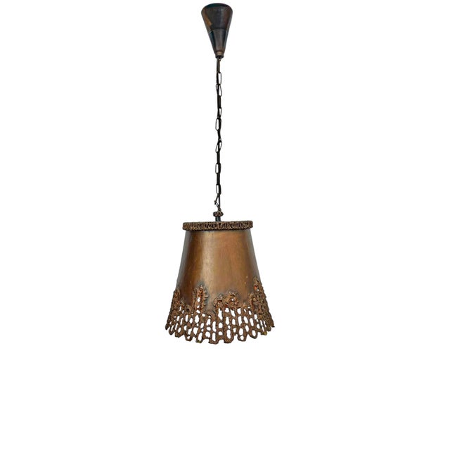 Brutalist Handcrafted Copper Pendant Lamp in Tom Greene, 1960s For Sale - Image 11 of 18