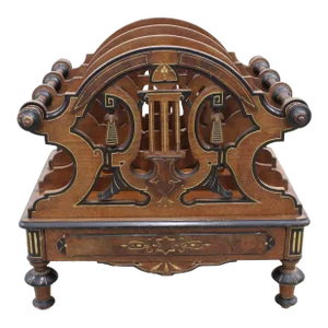 Victorian Hand Carved & Painted Canterbury W/ Drawer