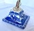 Antique English Blue & White Transferware Pyramidal Inkwell With French Glass Insert & Quill For Sale - Image 12 of 14