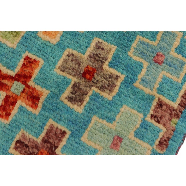 1990s Boho Chic Balochi Blue/Rust Wool Rug - 3'4''x4'11'' For Sale - Image 5 of 11