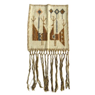 Mid Century Folk Wall Hanging Rug - 1'7" x 3'4" For Sale
