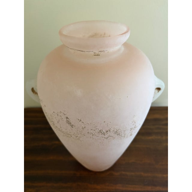 Italian Pink Roman Style Scavo Glass Vase For Sale - Image 4 of 16