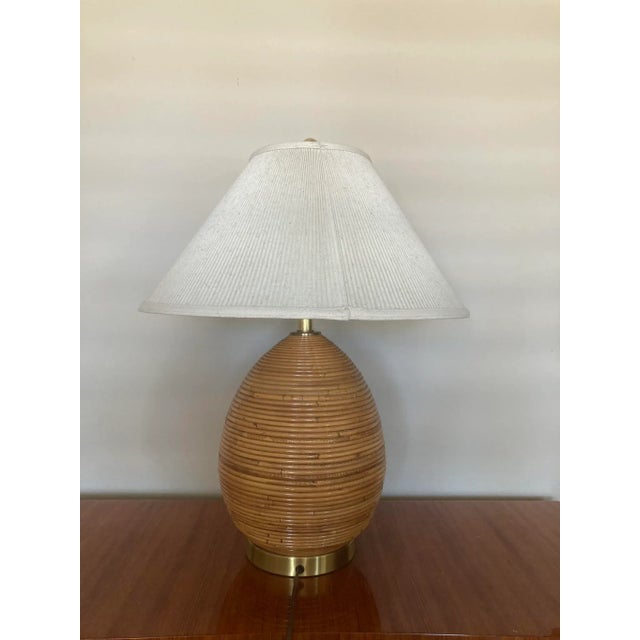1970s Pencil Reed Lamps With Micro Pleat Shades in the Style of Gabriella Crespi - 2 available For Sale - Image 4 of 13