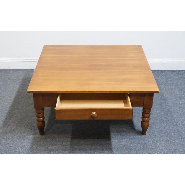 Durham Furniture Solid Cherry Early American Style 38" Square Accent Coffee Table - Made in Canada For Sale - Image 10 of 13