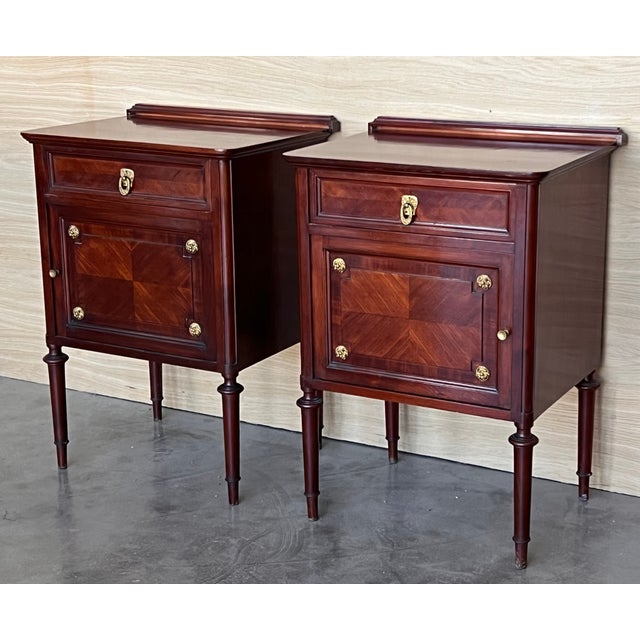 Pair of French Bedside Cabinet Marquetry Nightstand, Circa 1890 For Sale - Image 4 of 9