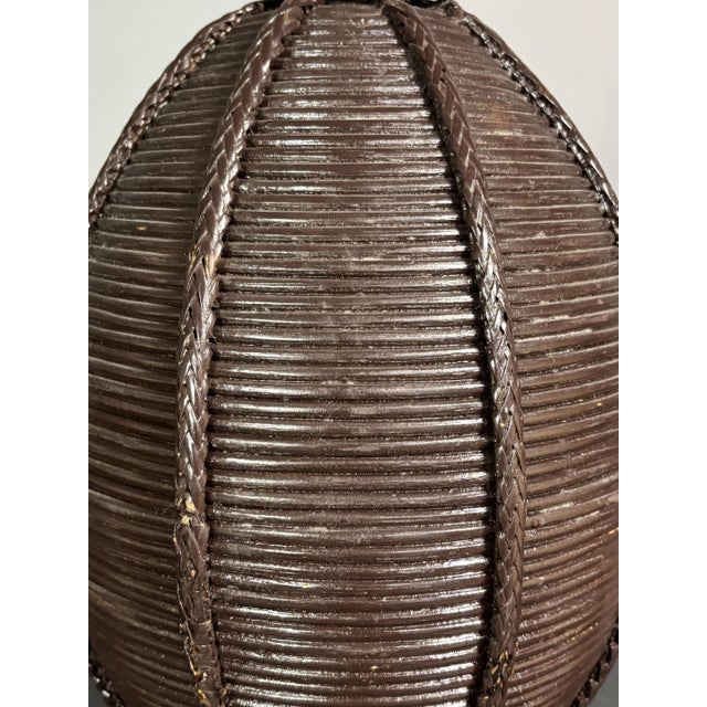 Mid-Century Boho Pencil Reed Rattan Table Lamp with Mushroom Shade, 1970s For Sale - Image 17 of 18