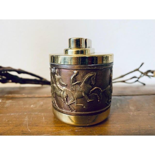 Vintage Rotary Ashtray, Cigarette Dispenser and Lighter with Brass Decoration by Erhard & Söhne, 1960s, Set of 3 For Sale - Image 15 of 18