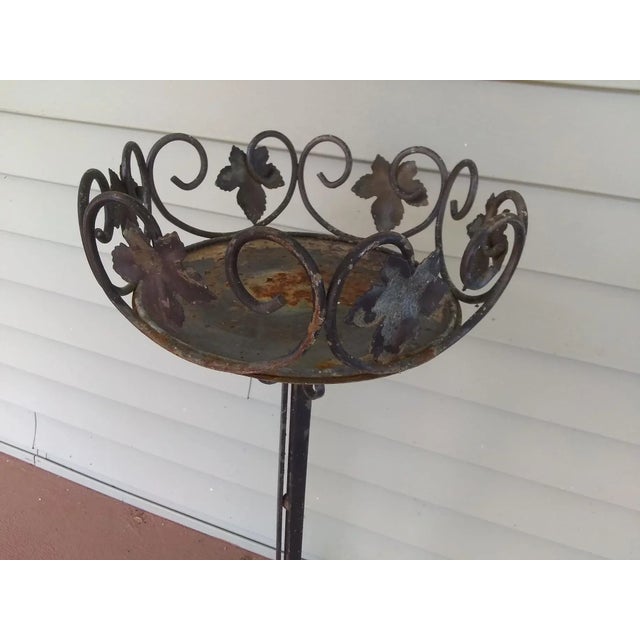 Vintage Dark Wrought Iron Maple Leaf Design Stand For Sale - Image 6 of 9