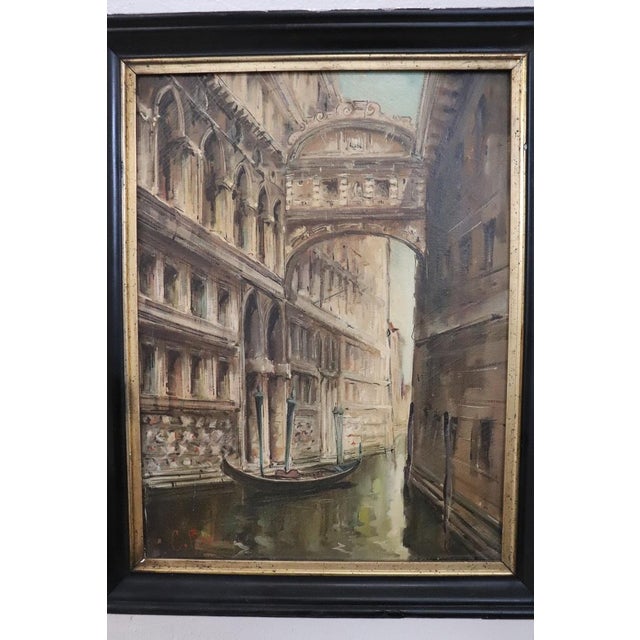 C. Rizzi, Venice the Bridge of Sighs, Oil Painting on Canvas, 20th Century, Framed For Sale - Image 6 of 11