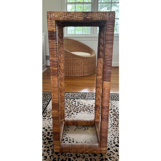 Vintage Tall Rattan Plant Stand For Sale - Image 4 of 9