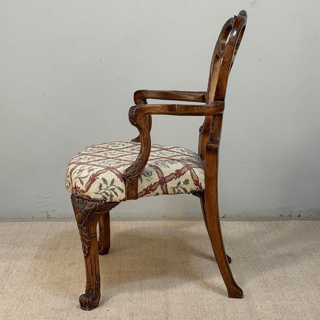 Wood 19th Century English Chippendale Style Carved Walnut Armchair For Sale - Image 7 of 18