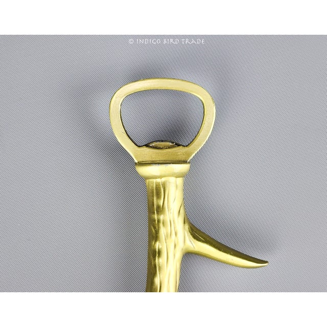 Traditional Vintage Gold Metal Deer Antler Bottle Opener For Sale - Image 3 of 3