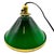 1920 industrial pendant lamp features a striking large 11" cone-shaped shade in emerald green glass, finished with brass...
